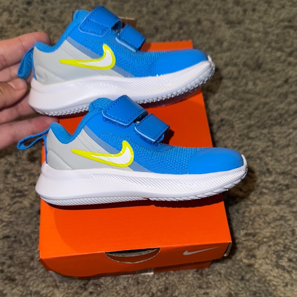 Nike Blue and Gray Sneakers with Velcro Strap